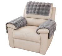 3 Pcs Faux Rabbit Fur Sofa Armrest Cover,1/2/3 Seater Sofa Headrest Slipcovers Nonslip Armchair Cover for Recliner Chair Fluffy Furry Cover Soft Fuzzy Couch Cover for Dogs Washable Furniture Protector