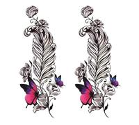 3 pcs Feather Rose Butterfly Cesarean Section Scar Temporary Tattoo Female Vertical And Horizontal Waterproof Cover Scar Temporary Tattoo