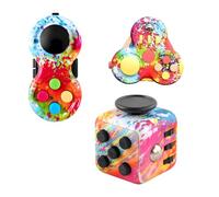 3 Pcs Fidget Toys, Fidget Cube 3-in-1 Set, Fidget Toys for Adults & Kids, Stress Relief Fidgets with Colorful Pad and ADHD Toys, Portable Finger Toy for Anxiety, Parent-Child Interaction