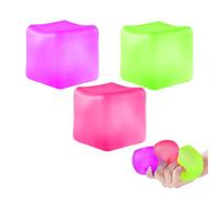 3 Pcs Fidget Toys Squishy Stress Cube,Nice Ice Cube,Square Sensory Squeeze Toys,ress Ice Balls Fidget Squishy Sensory toys for Adults Stress Relief Anxiety Relief Classroom Birthday Party Gifts (Pink)
