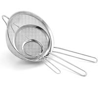 3 Pcs Fine Mesh Strainer Colander and Sieve Set - Handle Kitchen Colander for Egg White Separation Flour Sieve Drain and Rinse Pasta, Tea, Sprinkle Sugar and More