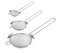 3 Pcs Fine Mesh Strainer With Handle, Small Medium Large Size Sifter Metal, Stainless Steel Sieve Strainers for Kitchen Rice Juice Quinoa Food Flour Baking(18cm,12cm,7cm)