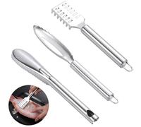 3 PCS Fish Scaler Remover,Fish Descaler Tool,304 Stainless Steel Fish Scale Scraper,Ergonomic Handle Design for Fast Scales Peeling and efficiently