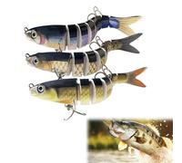 3 PCS Fishing Lures for Bass Trout - Lifelike Multi-Jointed Swimbait with Sharp Hooks - Slow Sinking Pike Bait for Freshwater & Saltwater Fishing - Realistic Swimming Action in Lakes, Rivers & Ponds