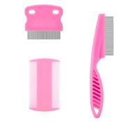 3 Pcs Flea Lice Comb Dog Cat, Double Sided Professional Pet Tear Stain Remover, Stainless Tear Stain Remover Combs Fine, Fine Tooth Comb Grooming Set, for Small, Medium Large Pets (Pink)