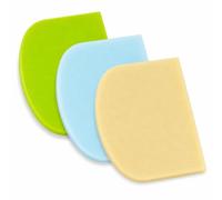 3 Pcs Flexible Dough PE Scraper Set, Food Grade PE Plastic Bowl Scraper for Baking, Ergonomic Pastry Cutter & Bench Scraper for Cake Decorating, Bread Dough, Pizza, Pasta (Light Blue, Green, Yellow)