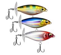 3 Pcs Floating Fishing Lures with Rotating Tail, Whopper Surface Lures for Pike, Bass, and Perch in Freshwater or Saltwater, Topwater Baits with BKK Hooks, Perfect Fishing Gift for Men