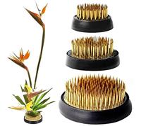 3 Pcs Flower Frogs for Flower Arrangements Supplies, Japanese Flower Arranging Ikebana Kenzan, Pin Frogs for Flowers Holder with Rubber Base Flower Fixed Tools(Gold, 1.3 Inch, 1.57 Inch, 1.97 Inch)