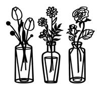 3 Pcs Flower Wall Art Decoratio-20cm Acrylic Vase Design for Living Room, Bedroom, Hallway & Kitchen - Elegant Modern Wall Decor for Home Interiors (Black,M)