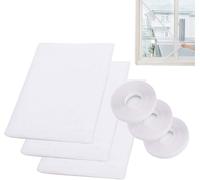 3 PCS Fly Screen for Window,Adjustable DIY Magnetic Fly Screen Window Max with 3 Rolls Hook Sticky Tape,Full Frame Magnetic Strip DIY Mosquito Net（130x150cm）