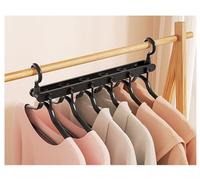 3 Pcs Foldable 6Layer Trouser Hanger NonSlip Plastic Clothes Orga for Wardrobe Storage SpaceSaving No Trace Hangers (Black)