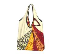 3 PCS Foldable Shopping Bag Reusable Grocery Tote Washable Lightweight | Traditional African Girl Painting Printed Large Capacity Tote Bags For Supermarket Travel Storage