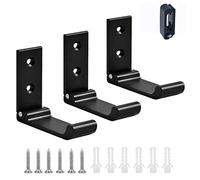 3 Pcs Foldable Wall Hook, Invisible Folding Aluminum Alloy Wall Mount Headphones Holder, Creative Clothes Hanger for Kitchen Bathroom Bedroom (Black)