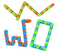 3 Pcs Folding Chain Links Snap and Click Fidget , 28.5cm Multicolor Finger Sensory Set Puzzles Block Party Bag Fillers for Adults