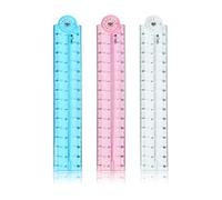 3 Pcs Folding Ruler 30cm,Rulers for School,Foldable Clear Fold Helix Plastic Transparent Rullers Bendable Bendy Cute Kids Student Folded Long Reusable Practical Flexible Straight Ruller for Measuring