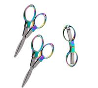 3 Pcs Folding Scissors,Stainless Steel Mini Foldable Scissors,Portable Safety TravelScissors,Portable Small Tool for Nurses Craft Crochet Sewing Scrapbooking Travel Office Outdoor (Colorful)
