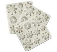 3 Pcs Fondant Silicone Molds, ANIN 30 Cavity 3D Christmas Snowflake Mould Sugarcraft Cake Decoration Cupcake Topper Crafting Projects Sugar Gum Paste Resin Polymer Clay Mold