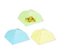 3 Pcs Food Covers Mesh Nets Tents Foldable Umbrella Pop Up, Colorful Mesh Food Net Cover, 12 Inch Food Storage Protector Collapsible Domes for Fruit Dish Picnic Outside Fly Mosquitoes Bugs