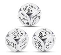 3 PCS Food Decision Dice for Couples Christmas Stocking Stuffer for Women Men Santa Swap Gift Exchange Dice White Elephant Gift Movie Decider Valentine Gifts for Boyfriend Girlfriend Sweetest Day