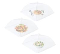 3 Pcs Food Net Cover, Reusable Mesh Food Covers for Cakes and Meals, Pop Up Design with 32x32 cm Size, Durable Plastic Food Covers for Indoor and Outdoor Use, Dishwasher Safe Food Covers Mesh
