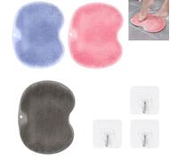 3 Pcs Foot Scrubber for Shower, Back Cleaner Massager Pad Foot Massager Mat with Non-Slip Suction Cups Shower Foot Scrubber Massages Your Feet Without Bending Mat Cleaner for Body Care