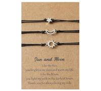 3 Pcs For Sun Moon And Star Best Friend Card Bracelets For Matching Friendship Promise Distance Bracelets Going Away Gif Matching Friendship Jewelry