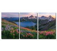 3 Pcs Framed Canvas Wall Art Landscape, Living Room Hallway Decor, Snow Mountain Picture Paintings Wall Art, Vintage Decor for Bedroom Bathroom Table, Aesthetic Room Decor 12x20 inch/30x45cm,-f1317b