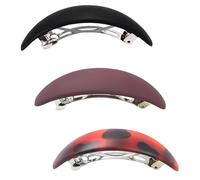 3 PCS French Design Hair Barrettes Oval Shape Automatic Hair Clips Medium Tortoise Shell Hair Clasps for Fine Medium Thick Hair Hair Accessories