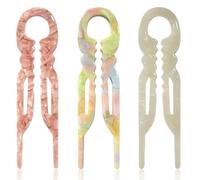 3 Pcs French Hair Pin, U Shaped Prestige Hair Pins, Premium Acetate Hair Clips, Elegant Colorful Bobby Pins Set With Secure Double Notch Hold, Practical Hair Grips for Most Hairstyles