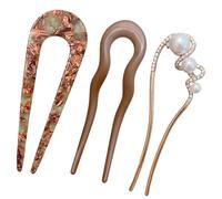 3 PCS French Twist Hair Pins for Women, U-Shaped Magic Hair Grips for Secure Updos, Buns & Twists Hairstyles, Elegant Acetate Matte Metal Hair Forks, Ideal for Girl Wedding Party Daily Hair Styling