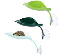 3 PCS Frog Habitat Platform, Turtle Basking Platform, Tree Frog Tank Leaf shaped Decorations with Suction Cups, Reptile Tank Accessories for Terrarium Toad African Dwarf Geckos Leopard Gecko