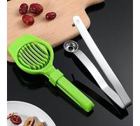 3 Pcs Fruit Slicer and Red Date Corer Set, Small Fruit Slicer with Stainless Steel Blades, Press Type Cherry Pitter, Quick Pitting and Slicing, for Red Dates, Cherries, Strawberries, Home Kitchen Prep