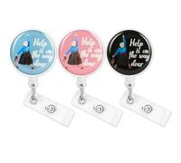 3 Pcs Funny Badge Reels Retractable for Nurses, Teachers, Lawyers, and Office Staff: 'Help is on The Way Dear' Badge Reel, Funny Retractable Badge Holder with Alligator Clip