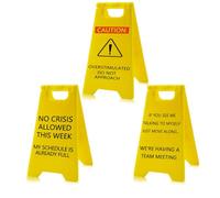 3 Pcs Funny Office Desk Accessories Do Not Overstimulated Warning Sign Mini Prank Humorous Gifts For Coworkers, Boss, Friend, Men, Women The Team Meeting, Office Decor, Teacher Desks Ornament Plaque