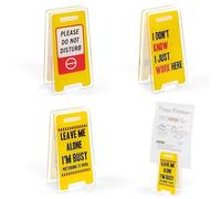 3 pcs Funny Warning Sign Photo Holder for Desk, Work Colleague Gifts | Humorous Acrylic Mini Plaque with Clip, Gag Desk Decorations for Work Colleague Gifts or Office Desktop. Easy to use.