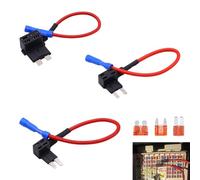 3 Pcs Fuse Taps Set, Piggy Back Fuse Holder, Mini Adding a Circuit Adapter Kit, 12V 24V Fuses Socket for Car Truck Boat Motorcycle Dash Cam GPS LED Light Additional Circuits (Medium Small Micro)