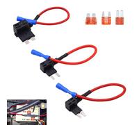 3 PCS Fuse Taps Set, Piggy Back Fuse Holder Mini Adding a Circuit Adapter Kit, Small Medium Micro Tap Adapter for Cars Trucks Boats, Easy Installation for Dash Cam, GPS, Lighting, Additional Circuits