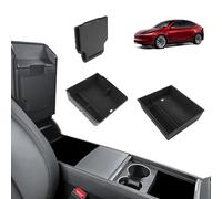 [3 PCS] GAFAT Tesla Model Y Juniper 2025 2026 Centre Console Storage Box Set, 2 Organiser Tray for Armrest Made of Flocculation, 1 Hidden Box, 2026 Tesla Model Y 2025 Accessories