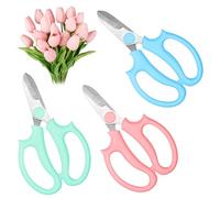 3 Pcs Garden Flower Scissors, Pink Floral Shears Professional Floral Scissors with Comfortable Grip Handle, Premium Garden Clippers for Flower Arrangement Picking Cutting(Pink,Green,Blue)