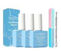 3 Pcs Gel Nail Polish Remover Kit, with 7 Way Nail Buffer & Metal Silver Cuticle Pusher, Quick & Easy Removal Gel Polish at Home in 3-5 Minutes, No Need for Foil, Soaking or Wrapping