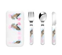 3 Pcs German Shepherd Dog Lovers Print Flatware Set Utensils Handle