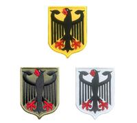 3 Pcs Germany Deutschland Eagle Shield Patches, Tactical Embroidery German Eagle Applique Emblem Military Patch with Hook and Loop Fastener for Clothes Hats Cap Backpack Jackets Uniform Vest