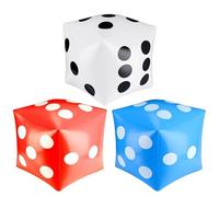 3 Pcs Giant Inflatable Dice, Jumbo Game Dice Set - Great for Ludo, Pool Parties & Indoor/Outdoor Decor (White, Blue, Red)