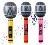 3 Pcs Giant Inflatable Microphones for 80s 90s Party Decorations, 80s 90s Party Favors Decor Supplies Inflatable Musical Party Props Microphone Carnival Prizes Rock Toys 31.5Inches (RedPinkYellow)
