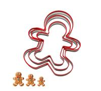 3 PCS Gingerbread Man Cookie Cutters Set, Gingerbread Man Biscut Cutters Set Stainless Steel Christmas Cookie Cutters with Red Environmental PVC Edge Biscuit Cutter Pastry Cutter