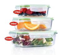 3 Pcs Glass Food Storage Containers with Lids Oven, Microwave & Freezer Safe Set