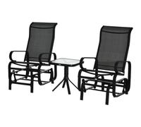 3 PCs Gliding Rocking Chair With Tea Table Smooth Rockers Sling Seat