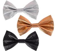 3 Pcs Glitter Bow Tie Sparkling Sequin Bowtie Adjustable Strap Buckle Shiny Pre-tied Bow tie Sparkly Bow Tie for Cocktail Hen Wedding Party Men Bachelor Dance Hen Night Party Costume Fancy Dress