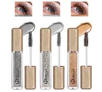 3 PCS Glitter Mascara for Eyelashes, Firework Glitter Makeup, Lengthening Sparkle, Clear Mascara for Sensitive Eyes, Lash Sensational Mascara, Waterproof Long-lasting Shimmer (Grey&Golden&Silver)