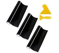 3 Pcs Gloss Black Vinyl Wrap Set, Durable Car Vinyl Wrap,Self Adhesive,Waterproof,Heat Resistant,Anti-Scratch Car Door Sill Protector for Cars,Motorcycle,Bike,DIY(with 2 Scrapers)